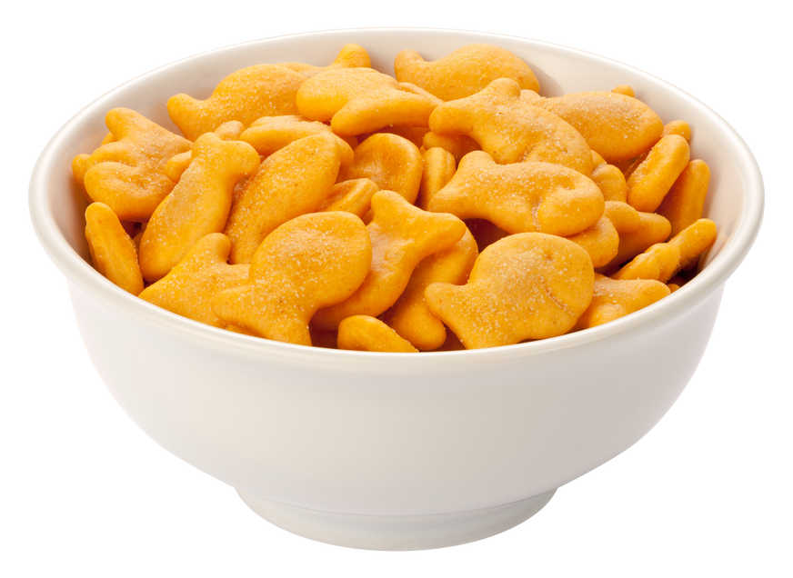 Goldfish Crackers in a White Dish